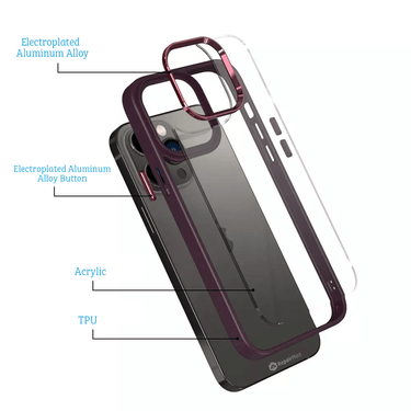iPhone 15 Pro Case Cover - Non-Slippery, Clear & Hard, Shock & Scratch Protection With Rear Camera Lens Guard - Black